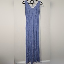 Karen Kane 100% Linen Maxi Dress Blue Sleeveless Women's Size Large