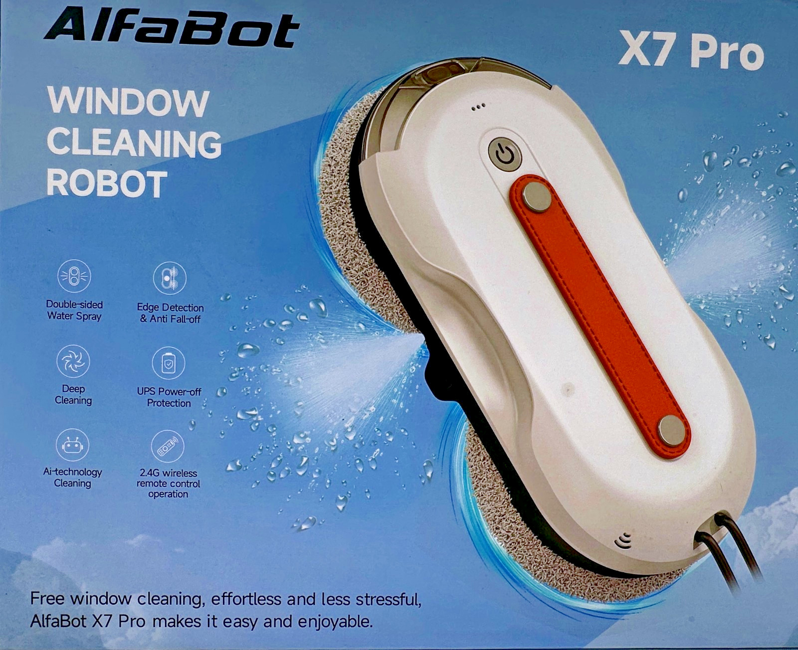 AlfaBot X7 Pro Robot Window Cleaning Robot  with Dual Water Spray