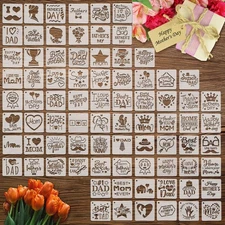80 Pcs Mother's Day Stencils Father's Day Reusable Painting Mom Cookie Stenci...