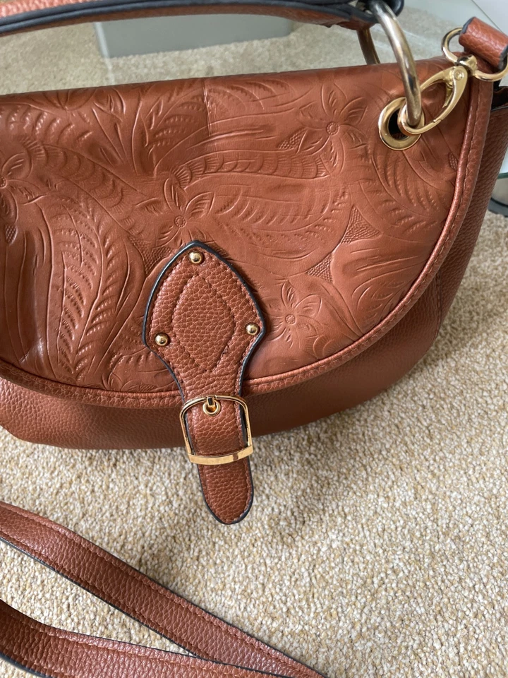 NEW LOOK Brown Faux Leather Hobo Handbag Crossbody Bag Studded Handle -Brand New - Image 2 of 4