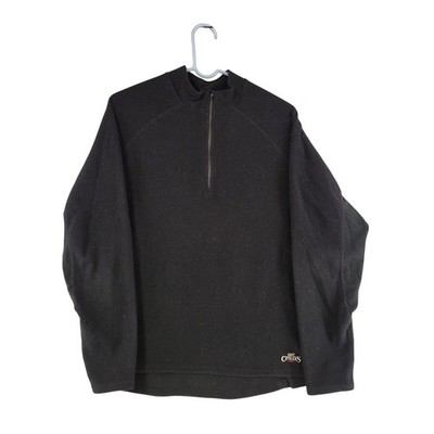 Vintage Hot Chillys Fleece Sweater Men's Size L Large Black Made In USA Pullover