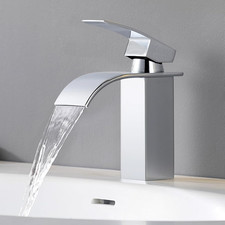 CECIPA Waterfall Spout Bathroom Sink Mixer Tap, Single Lever Handle Basin Mixer 