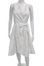 Adrianna Papell Womens Mikado High Low Sleeveless A Line Dress Ivory Size 14