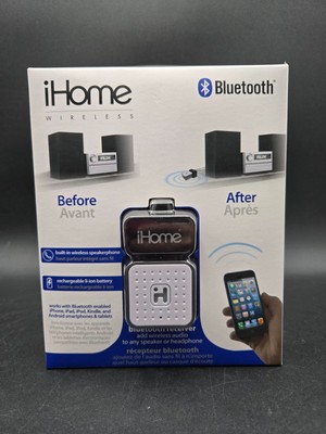 iHome Wireless Bluetooth Receiver W/ Built-in Speakerphone Rechargeable Battery