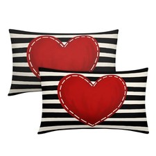 Valentines Day Lumbar Pillow Covers 12X20 Inch 20" x 12" Pack of 2 Red Heart