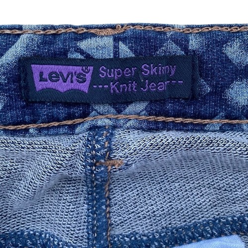 Levi Strauss Super Skinny knit wear blue geometric pattern jeans Size 14 27X 28 - Picture 4 of 7