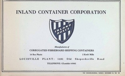 Inland Container Corporation Boxes Louisville KY Plant Vintage 1960 Print Ad