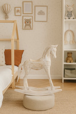 Cavallino a Dondolo in Legno di Albesia 48x16x50 cm – Scultura Artigianale Indon