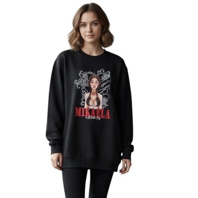 White Fox Sweatshirt Womens S/M Situationship Mikaela Testa Collab Crew Oversize