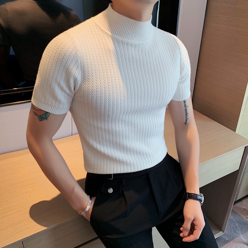 Short Sleeve Knitwear Sweater Slim Knitted Jumper T-shirt Pullovers Top M-3XL