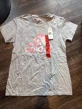 Adidas Women's Amplifier Rose Print Logo Active T-shirt GRY-Medium NWT