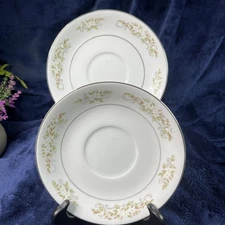Set Of 2 International Silver Co. Fine China 326 Springtime 5 3/4” Saucer Plates