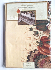 Benson Mills Thanksgiving Fall 52 x 70" Tablecloth Turkey Pumpkins Sunflowers