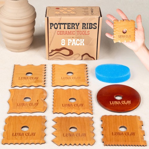 Pottery Ribs Tool Set | 8 Pack - Ceramic Tools for Pottery, Kiln-Dried ...