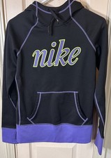 Nike Therma-Fit Women  s XS Black  Purple Embroidered Long Sleeve Hoodie