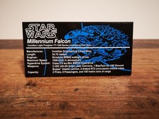 Lego Klemmbausteine Schild Millenium Falcon RASENDER FALKE + kleines Raumschiff