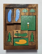 Vintage Wooden Solitaire Golf Game Puzzle Original Wooden Box Mint Condition