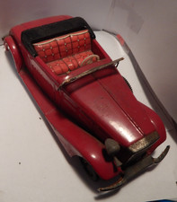 vintage tin toy car-Cadallic 1938 8" long 3" wide Convertible red