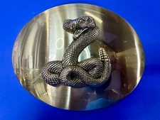 Snake Attacking Fangs Slithering Rattlesnake LARGE Silver Color NOS Belt Buckle