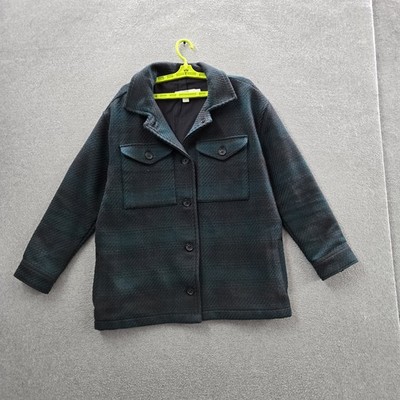 Outerknown Women Shirt Jacket L Green Plaid Cloud Weave Organic Cotton