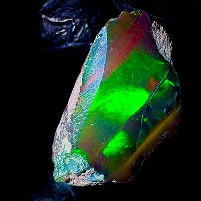 fire opal gemstone, Ethiopian Natural opal rough, Black dry opal 15.5Ct 23x13 mm