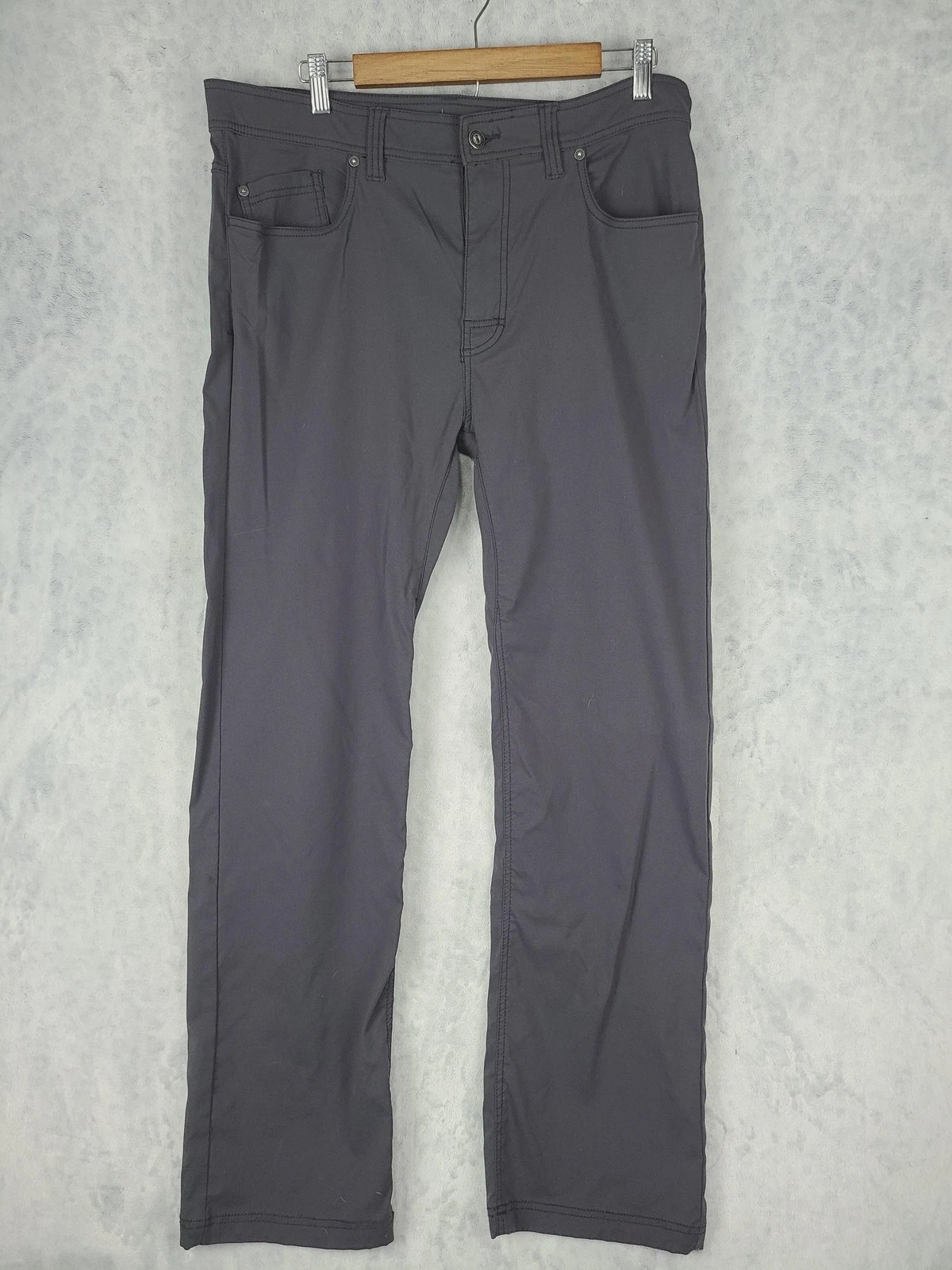 PrAna Pants Mens 36x32 Gray Brion Slim Fit Stretch Nylon Hiking Trail M4BN32312