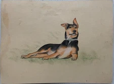 VINTAGE VERY BEAUTIFUL MINIATURE HANDMADE WILD ANIMAL THEME PAINTING.