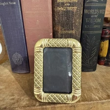 Vintage Loui Michel Solid Brass Check Mini Picture Frame Fits 2.75x1.75” Photo