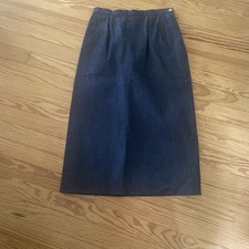 Celine Denim Straight Skirt Blue Cotton Sz 40 Made In France 27 In Waist 30 Long