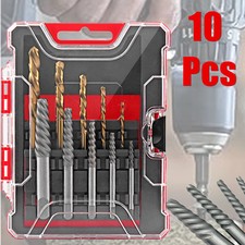 10Pcs HSS Drill Bits Set and Screw Extractors Easy Out Screws Studs & Bolts Kit