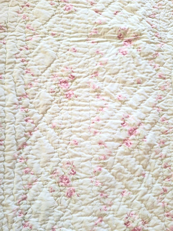 Simply Shabby Chic 女士玫瑰被套双绿色粉红色玫瑰法国乡村 — 第 3/4 张图片