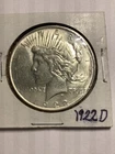 1922 D $1 Peace Dollar  Uncirculated. Silver. Breaking high grade set. Lovely.