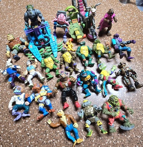 Teenage Mutant Ninja Turtles Vintage Action Figures Lot Of 21 +3 vehicles TMNT