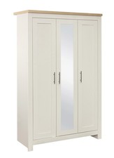 Highgate 3 Door Wardrobe with Mirror – Navy Blue, Grey, Cream & Oak Effect