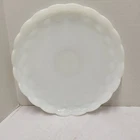Vintage ANCHOR HOCKING Colonial Scalloped Quilted Diamond Milk Glass Platter