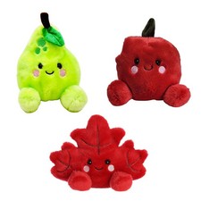 Aurora Plush Palm Pals - SET OF 3 FRUIT/LEAVES Bartlett, Crisp Apple  Maple 