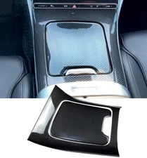 Carbon Fiber Print Center Cup Holder Storage Panel Cover Fits 22-25 W206 C300 4D