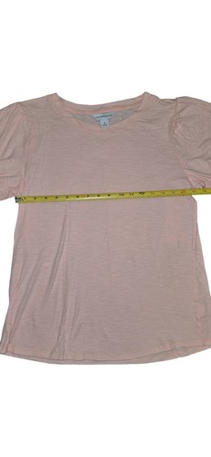 Liz Claiborne Womens Short Sleeve Top Puff Sleeve Medium English Rose - Picture 7 of 8