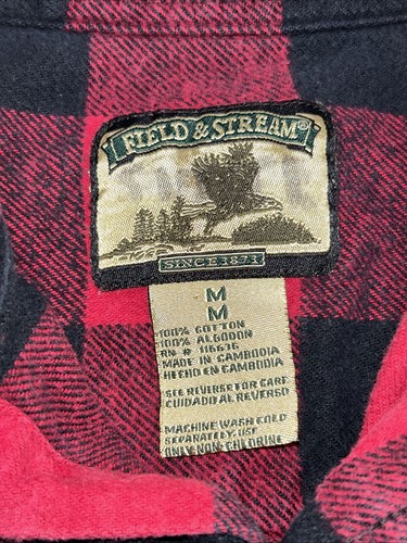 Field & Stream Men's Sz M Red Flannel Button Down Pocket Shacket Long Sleeve C1 - Picture 4 of 8