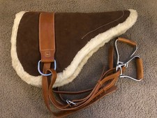Western Brown Suede Leather Bareback Saddle Pad with Stirrups Leather  Stirrups
