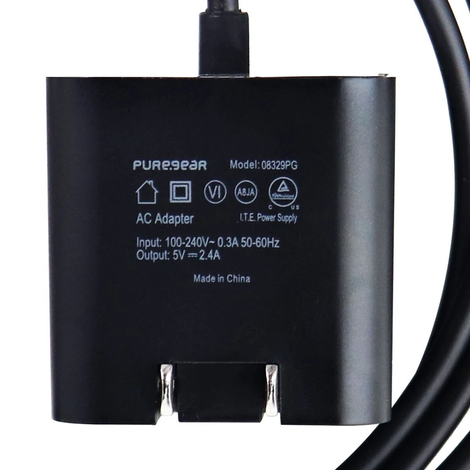 PureGear 12W (5V/2.4A) 5-Foot Micro USB Wall Charger - Black - Image 3 of 3