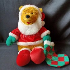 Disney Winnie Pooh Bear Santa Claus 17" Plush Toy w/Stocking WDW Theme Parks New