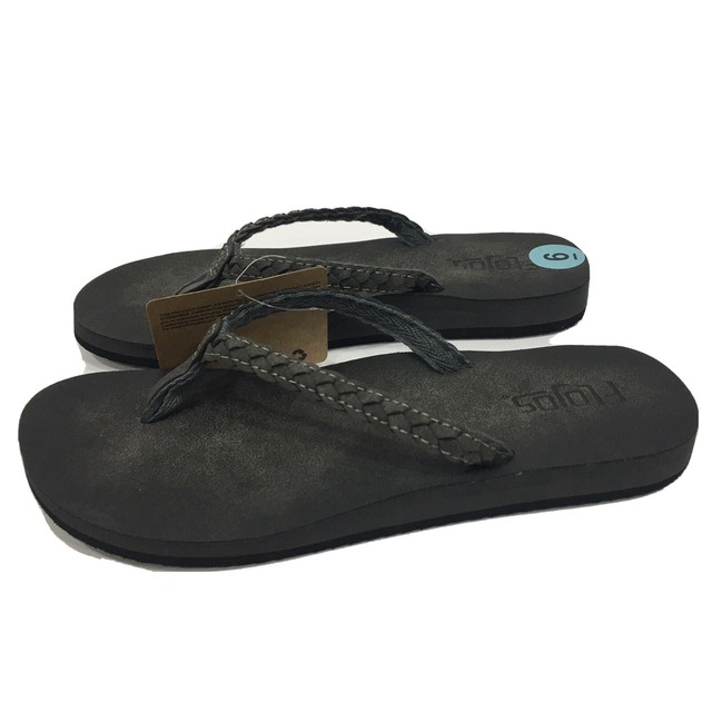 FLOJOS Womenâs Braided Strap Gray Flip Flops, Sandals, Thongs Arch Support Sz 6 | eBay