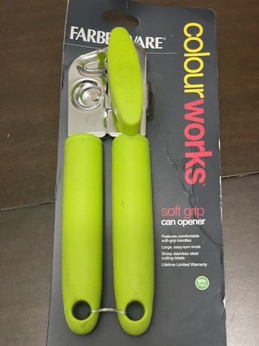 Faberware ColourWorks Soft Grip Can Opener Stainless Steel Cutter - Green