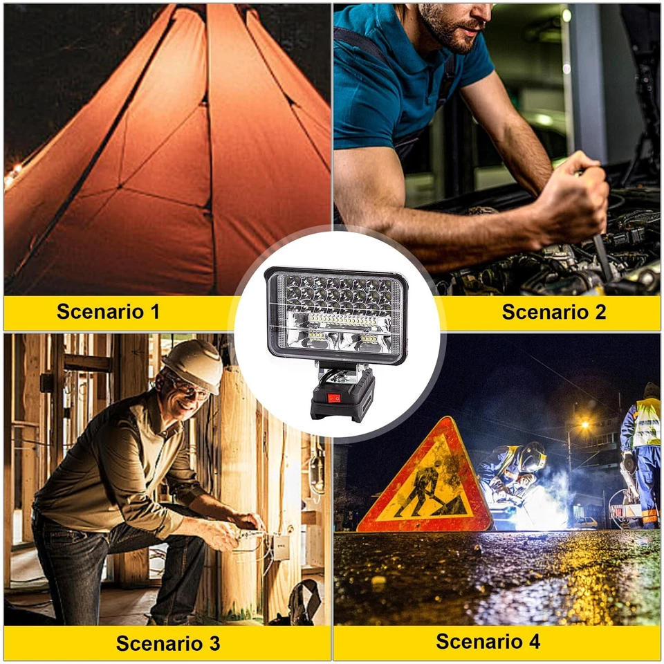 90W LED Arbeitsleuchte Für Makita Liion Akku 18V Baustrahler Aufladbar Flutlicht - Bild 4 von 4