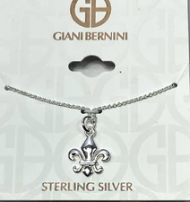 Giani Bernini 925 Sterling Silver Fleur De Lis Necklace 18" NWT $71 MSRP