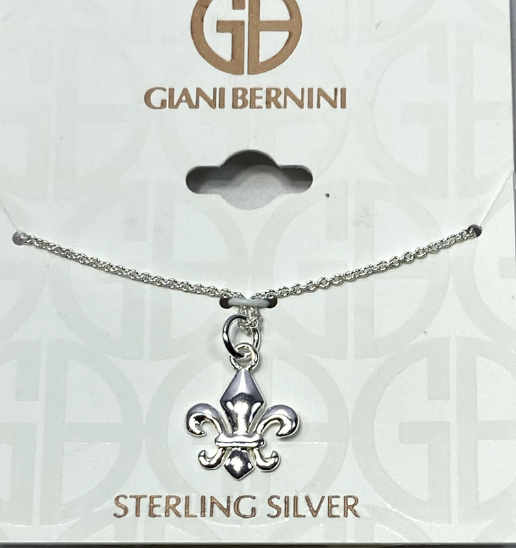 Giani Bernini Sterling Silver Fleur De Lis Pendant Necklace 18" NWT