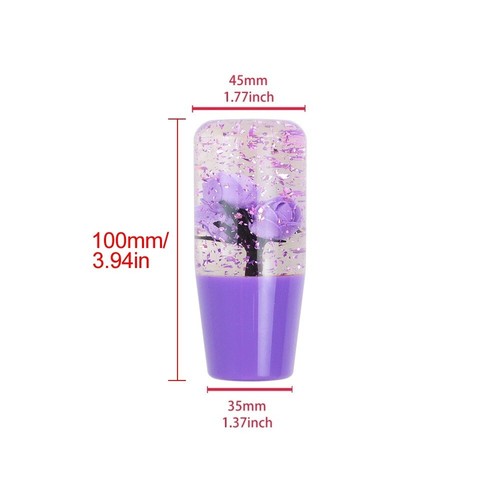 10cm JDM Clear All Purple Glitter Real Rose Flower Manual Gear Stick Shift Knob - Picture 3 of 10
