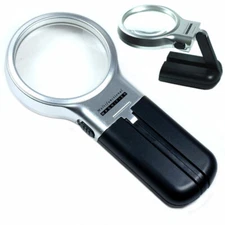 3X Illuminated Magnifier 3" Lighted Magnifying Glass LED Folding Stand