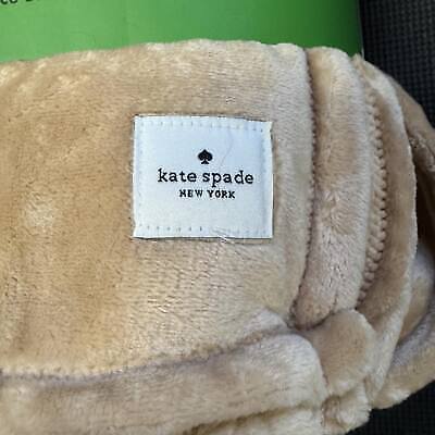 Kate Spade Queen Full Beige Taupe Brown Fleece Blanket Comforter